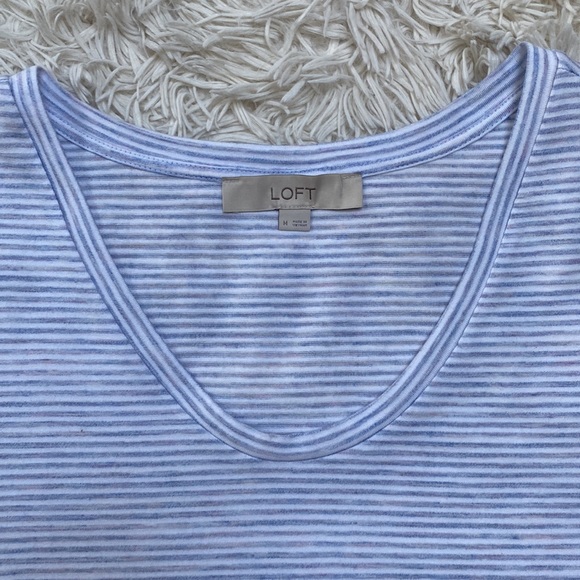 Loft Scoop Neck Striped Top ๐ Gray & White - Picture 7 of 16